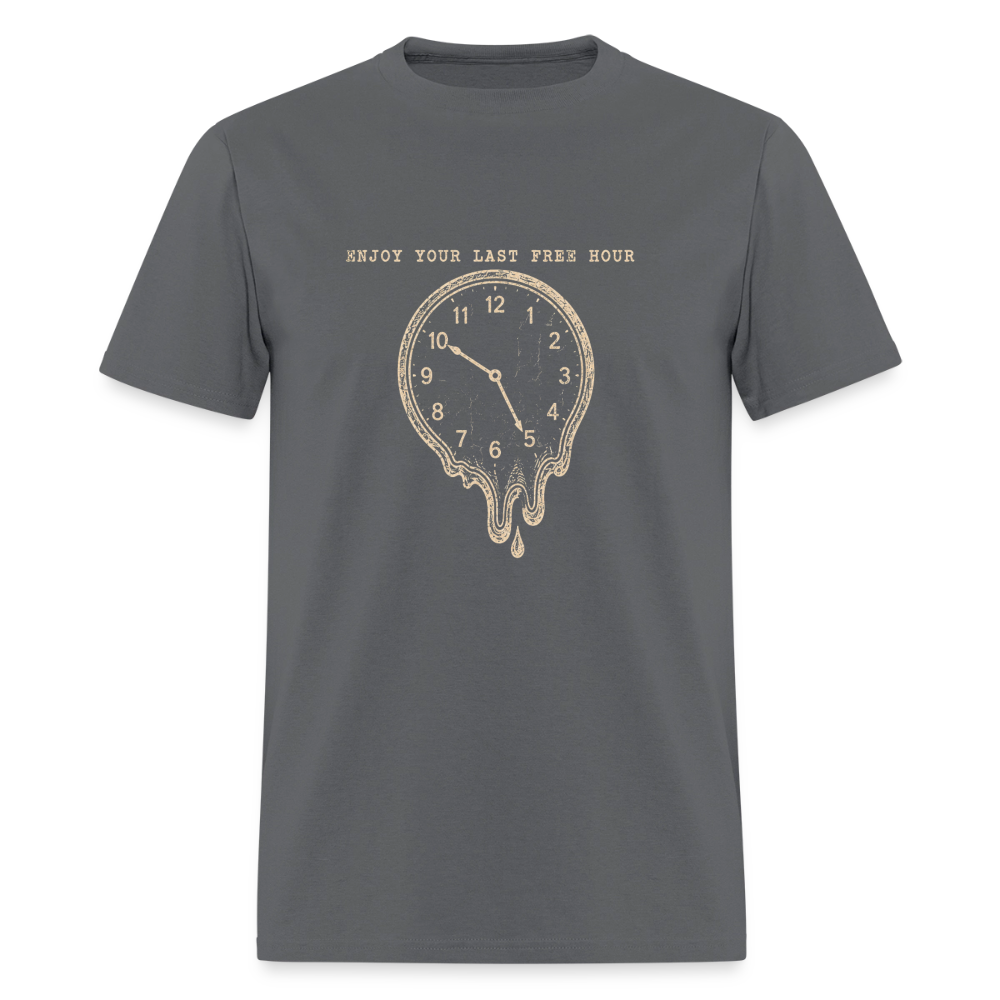 Enjoy Your Last Free Hour Melting Clock - charcoal
