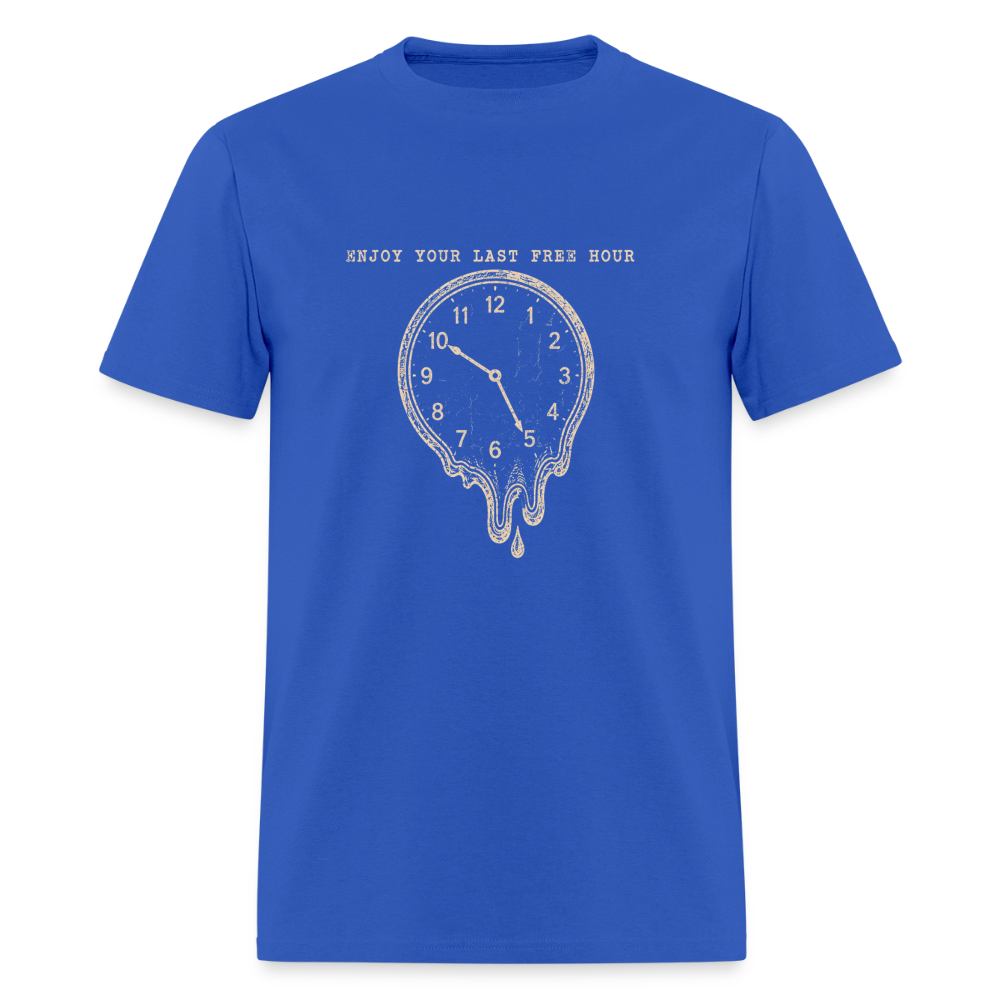 Enjoy Your Last Free Hour Melting Clock - royal blue