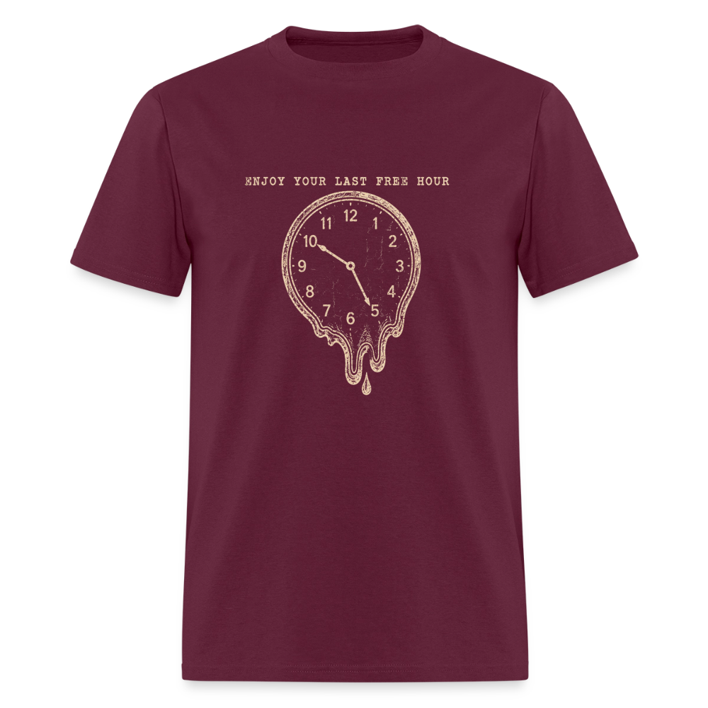 Enjoy Your Last Free Hour Melting Clock - burgundy