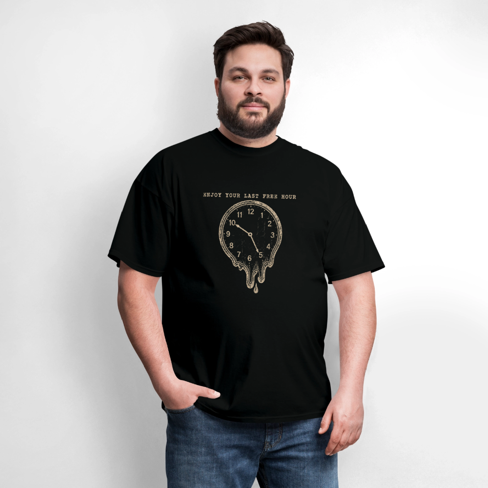 Enjoy Your Last Free Hour Melting Clock - black