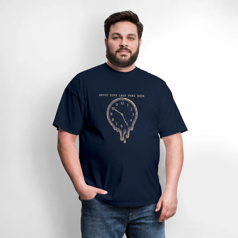 Enjoy Your Last Free Hour Melting Clock - navy