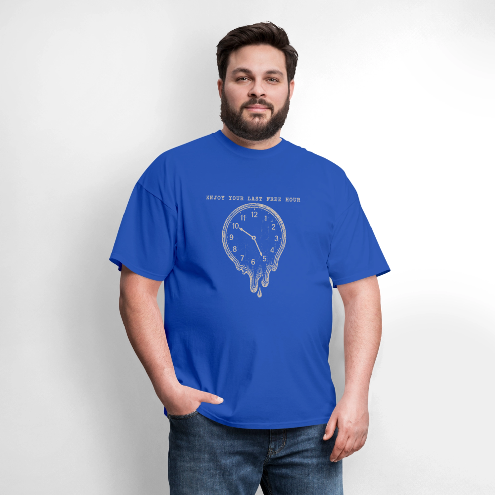 Enjoy Your Last Free Hour Melting Clock - royal blue