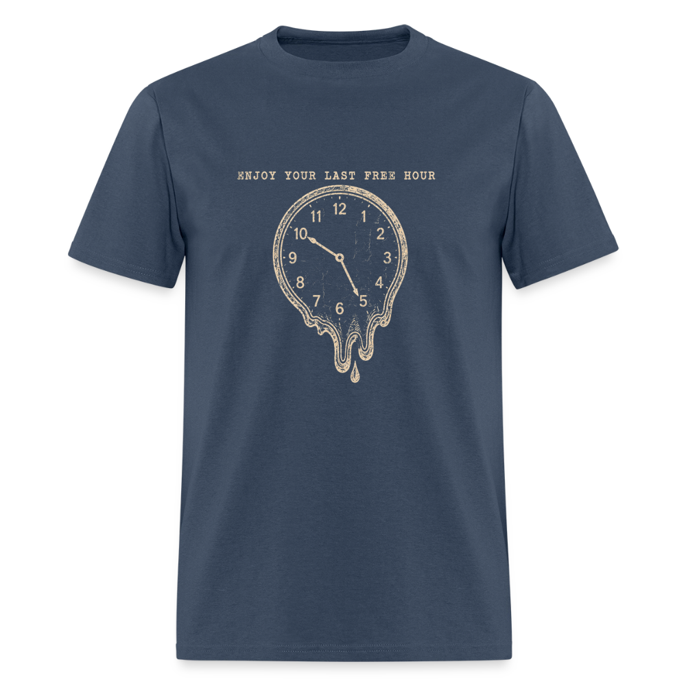Enjoy Your Last Free Hour Melting Clock -  blue dusk