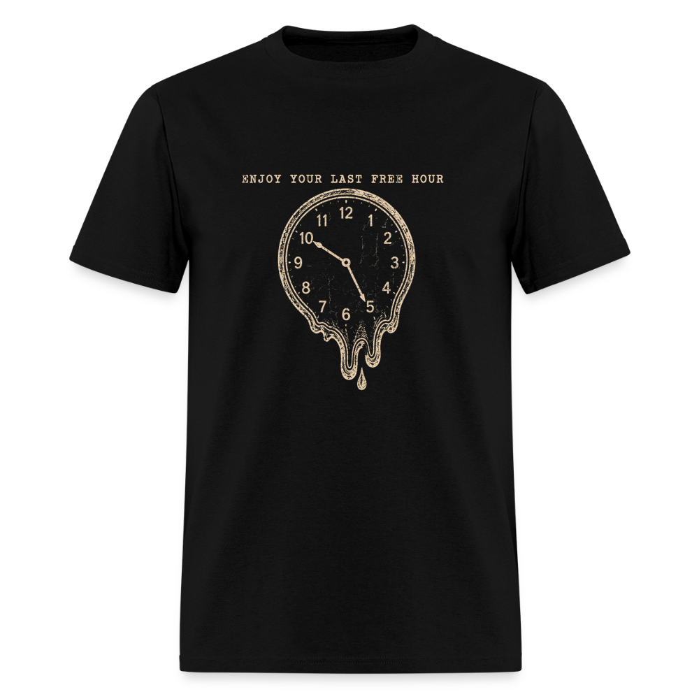 Enjoy Your Last Free Hour Melting Clock - black