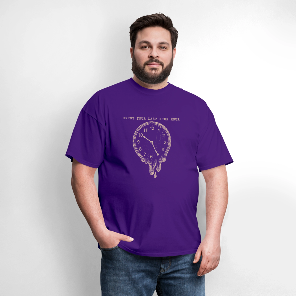 Enjoy Your Last Free Hour Melting Clock - purple