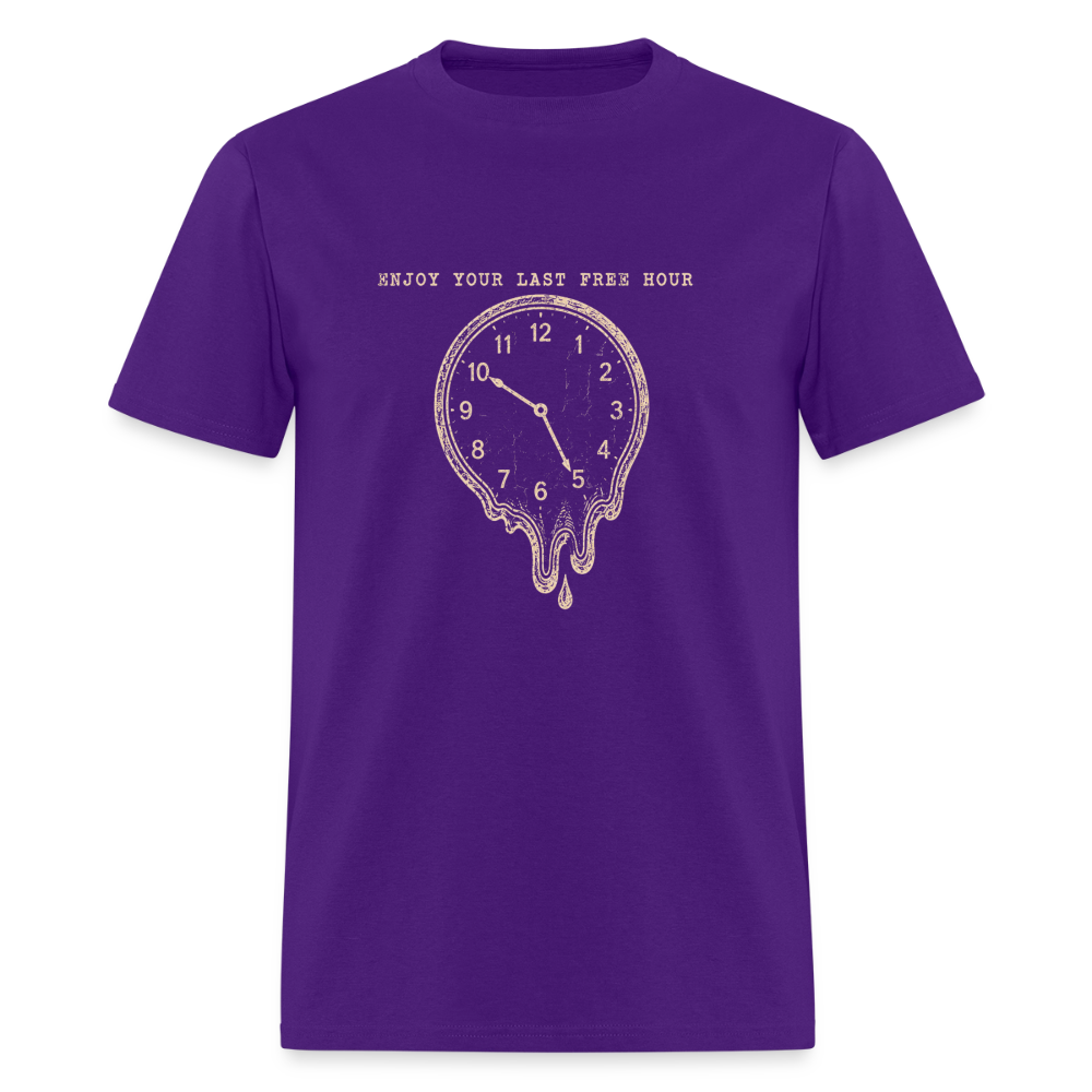 Enjoy Your Last Free Hour Melting Clock - purple