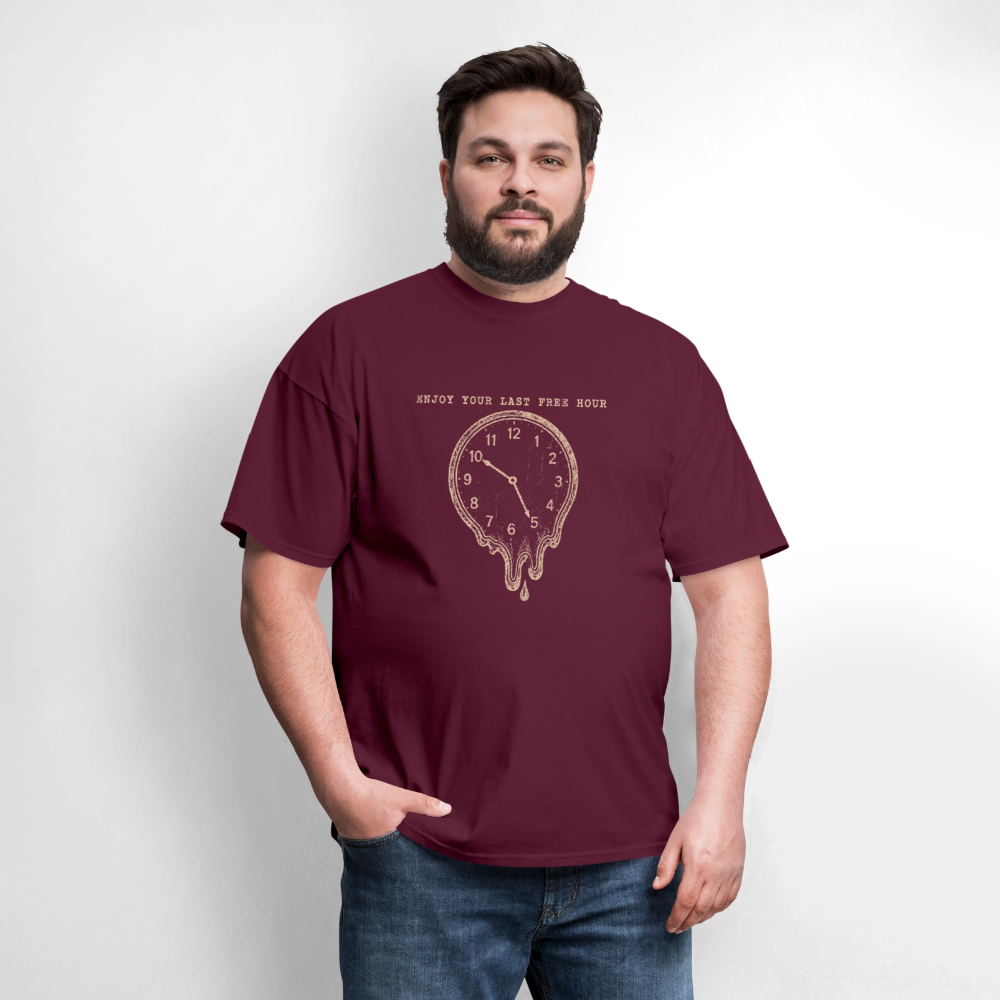 Enjoy Your Last Free Hour Melting Clock - burgundy