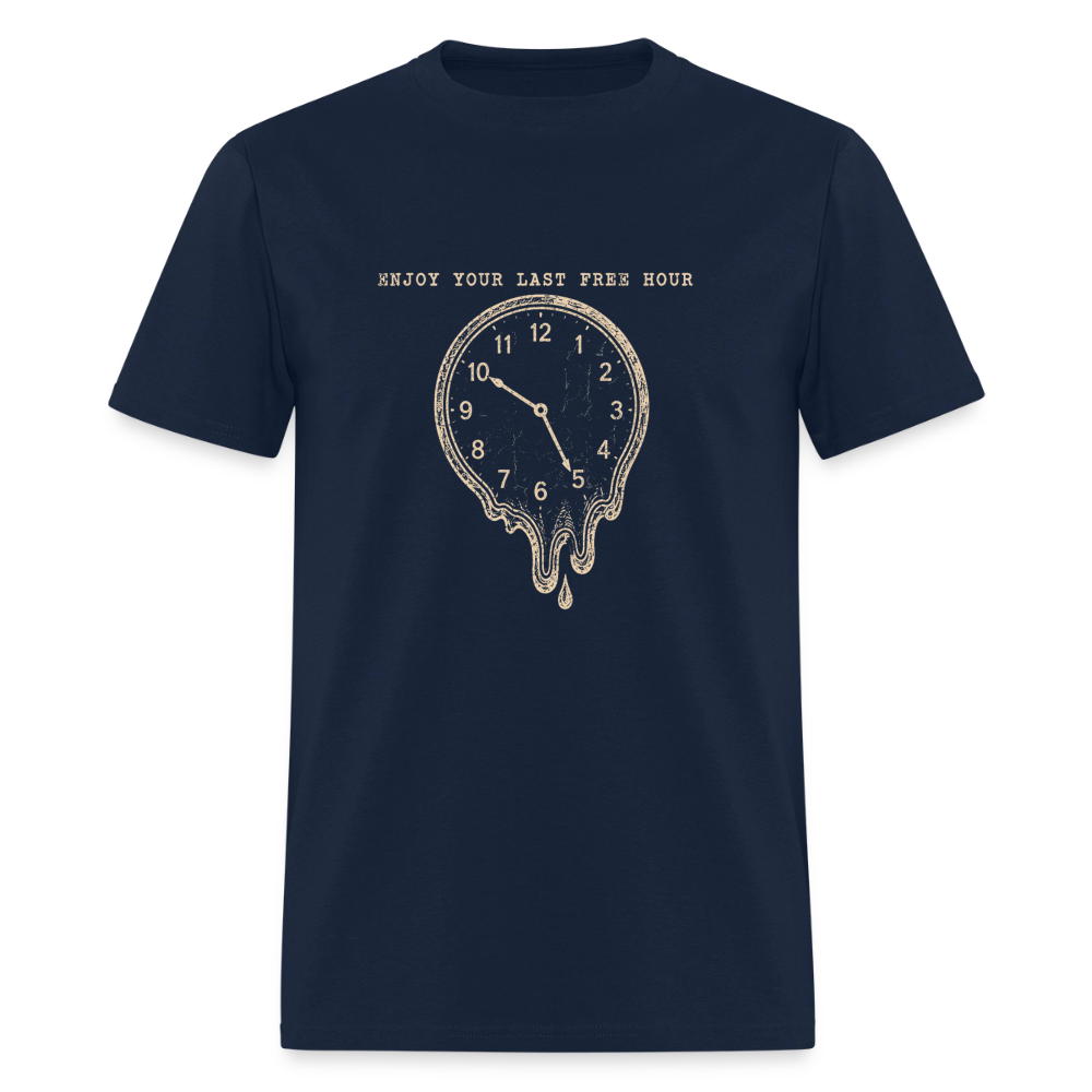 Enjoy Your Last Free Hour Melting Clock - navy